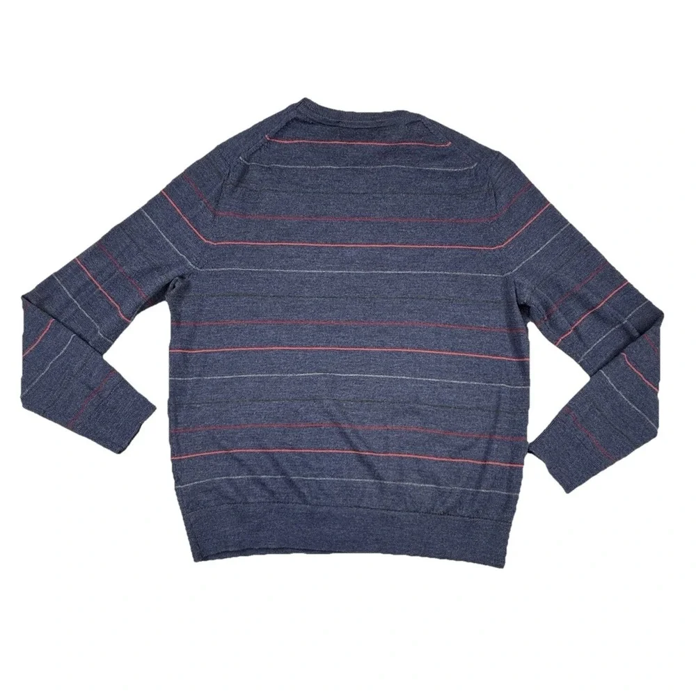 Banana Republic 100% Merino Wool Crew Neck Sweater Blue Striped Mens Large